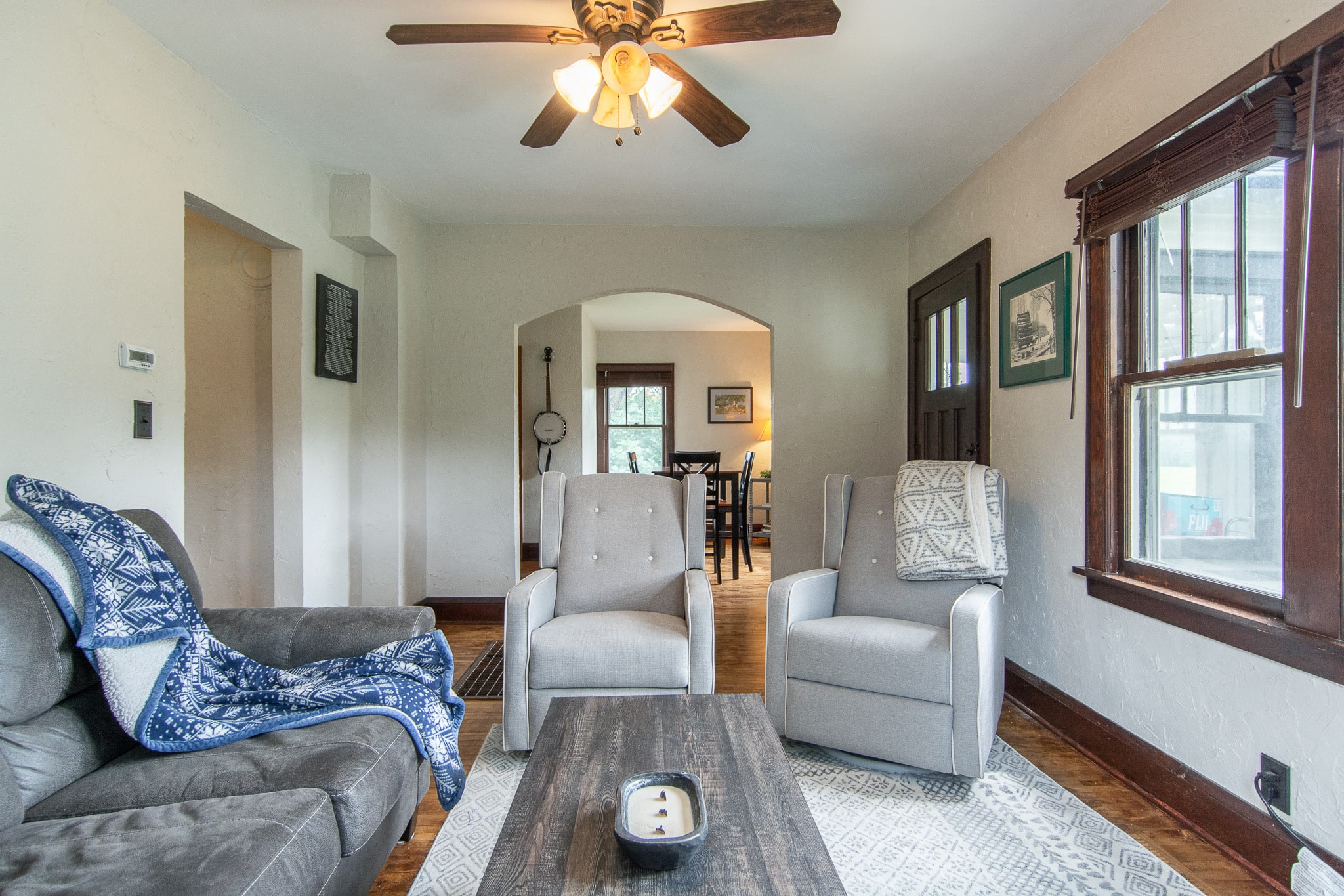 Serene bedroom with rustic elegance